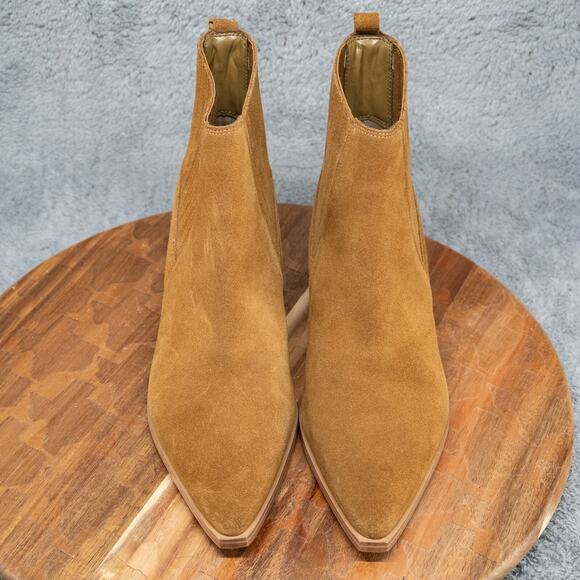 Marc Fisher Yarita Women Size 9.5M Brown Suede Pull On Pointed Toe Ankle Bootie - Picture 2 of 6